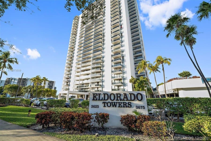 The Eldorado Towers entrance sign for 3625 and 3675